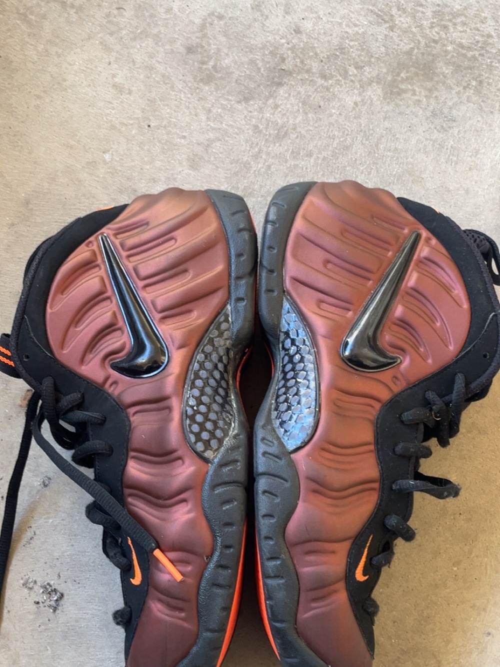 Nike Men’s Metallic Copper Foamposite Sneakers with Black & Orange